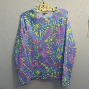 Lands End Girls Swim Rashguard Sunshirt Tie dye